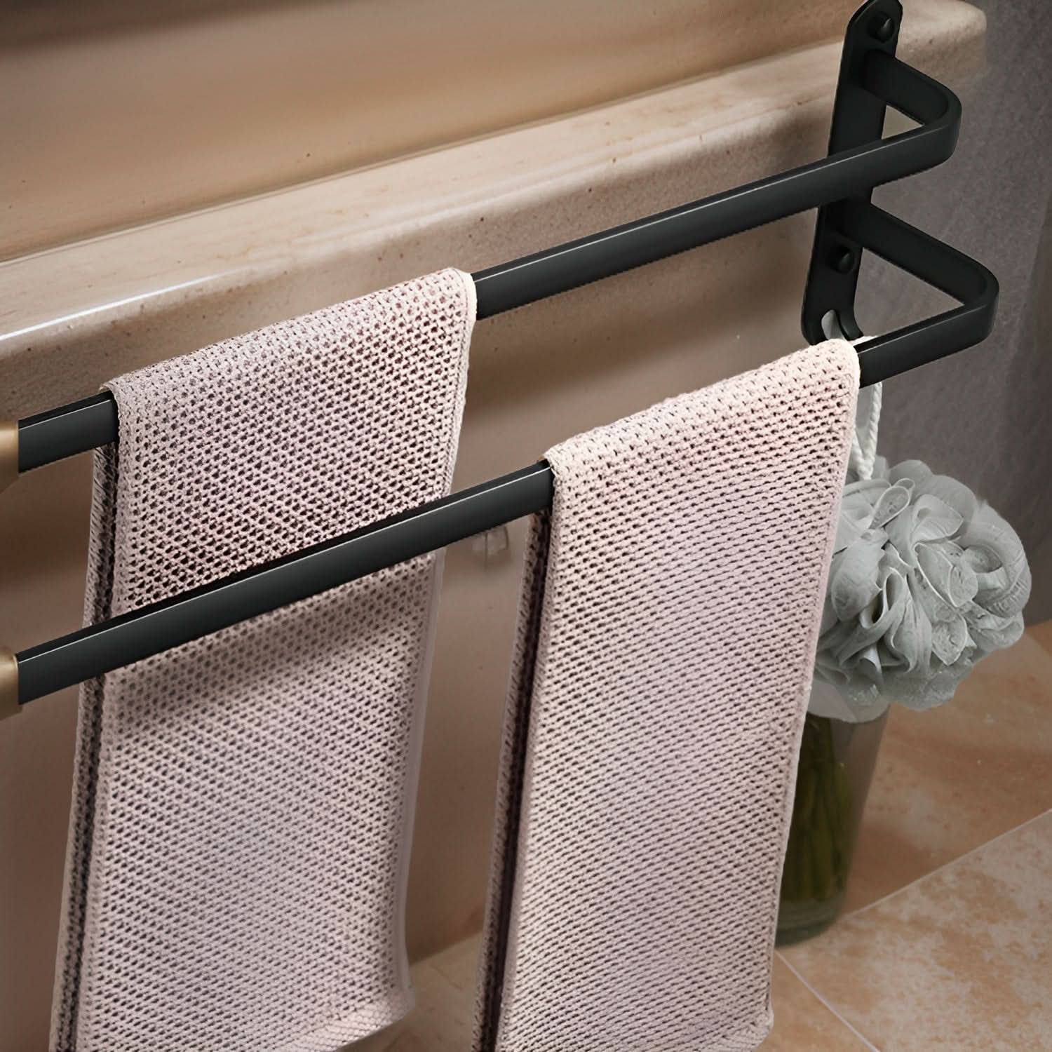 BowLift | HangEase 3-Layer Wall Towel Rack – Black