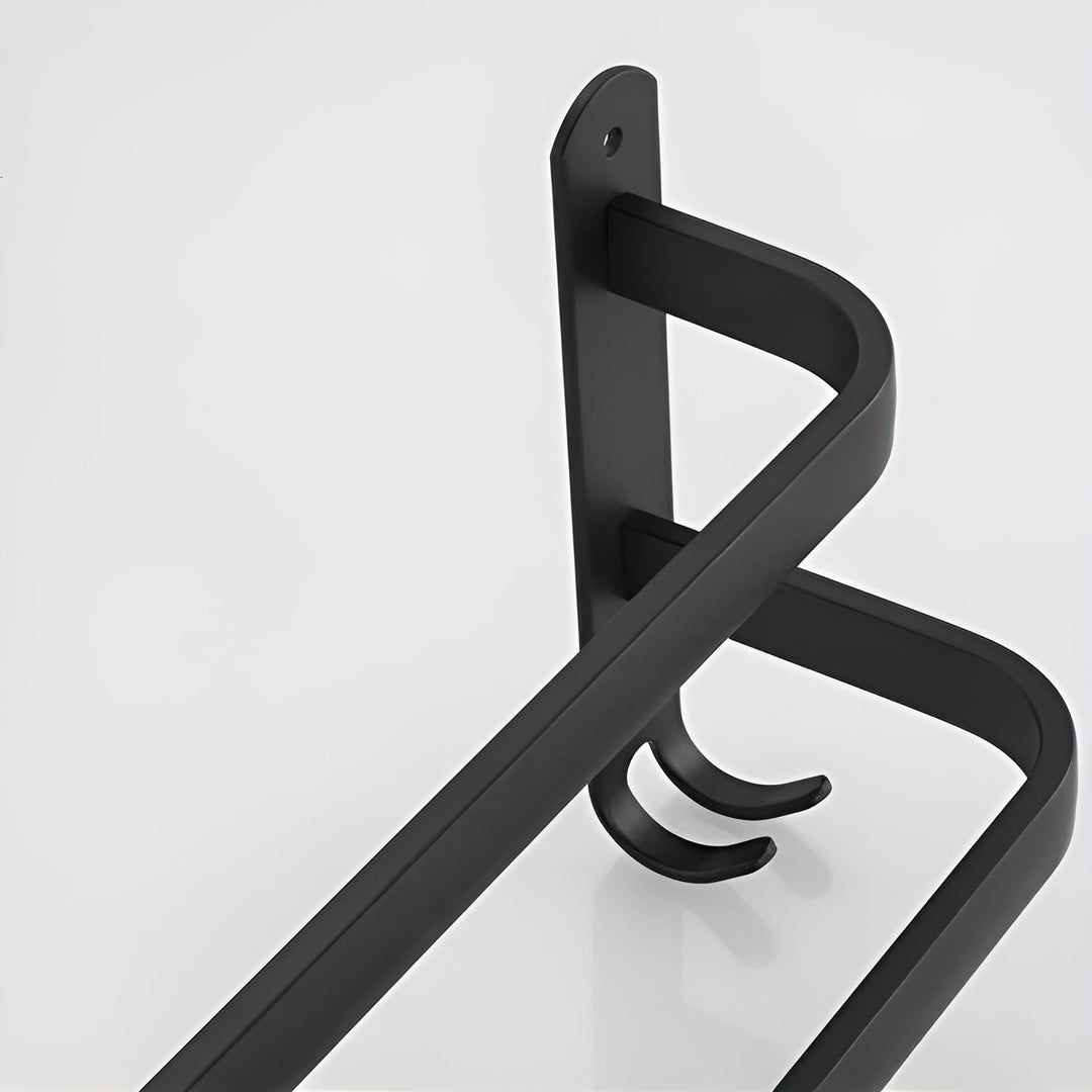 BowLift | HangEase 3-Layer Towel Holder – Black Wall-Mounted Aluminium Rack Without Drilling