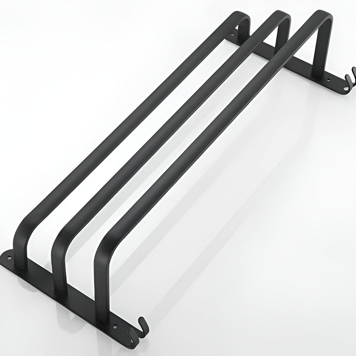 BowLift | HangEase 3-Layer Towel Holder – Black Wall-Mounted Aluminium Rack Without Drilling
