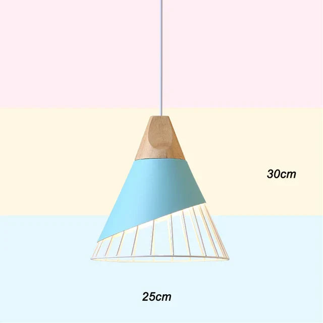 Vintage pendant light with cable – Industrial hanging lamp made of metal and wood | Bowlift