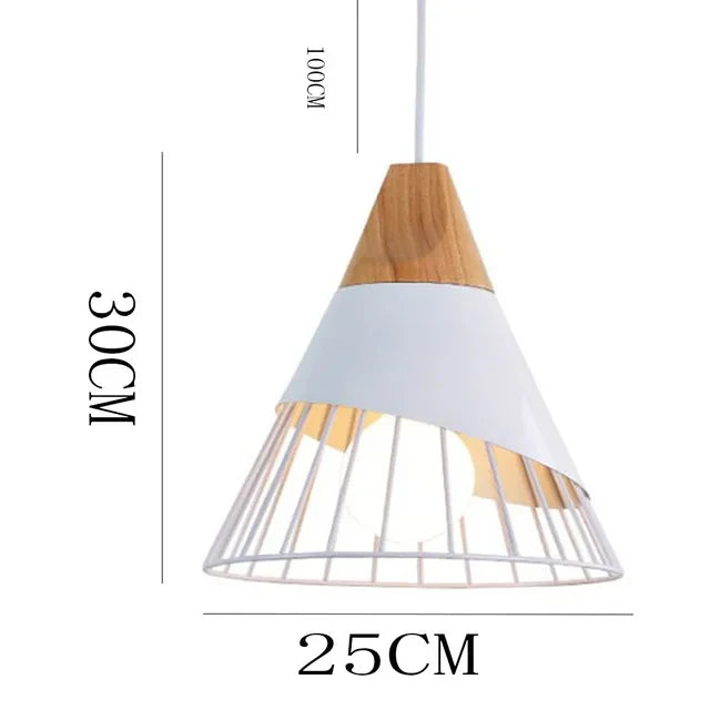 Vintage pendant light with cable – Industrial hanging lamp made of metal and wood | Bowlift