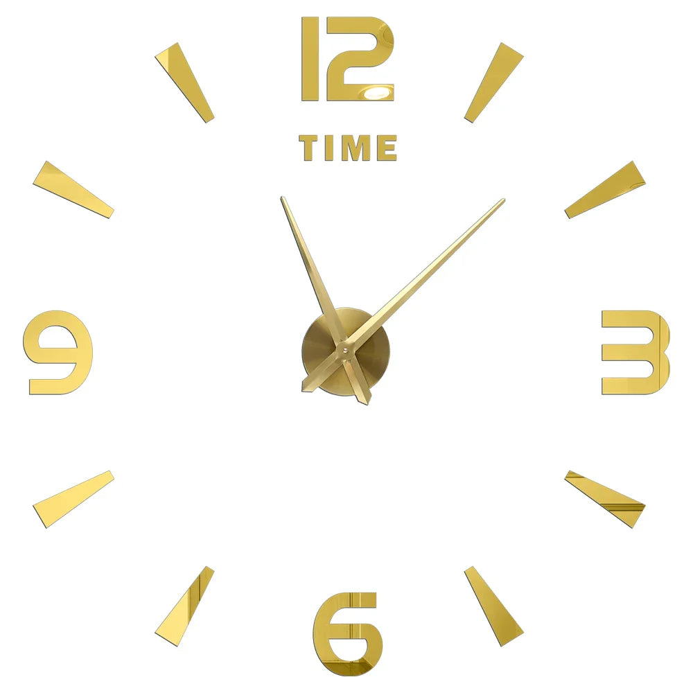 Big Wall Clock DIY 3D Self Adhesive Mirrored Acrylic Wall Clock For Kitchen Dining Room Living Room Creative Home Decor | Bowlift