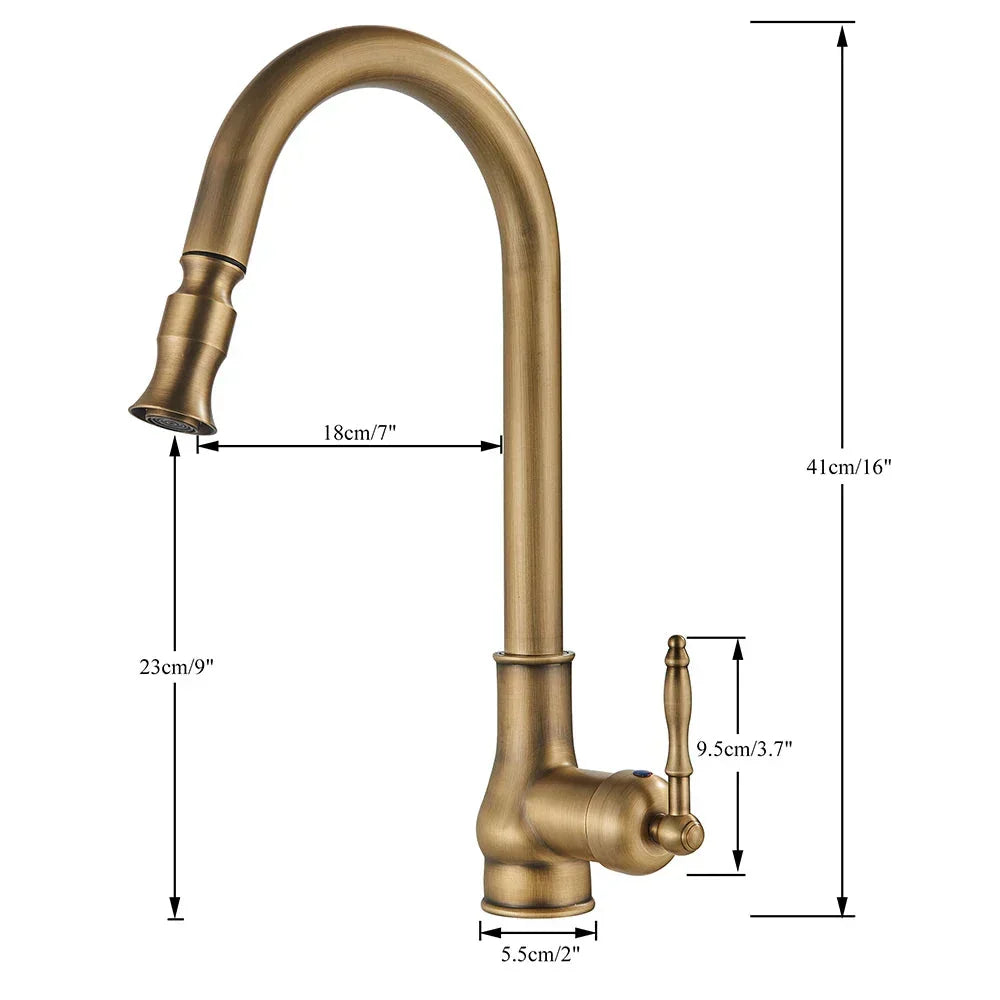BowLift | VintageTap Faucet - Antique Brass Kitchen Mixer Faucet