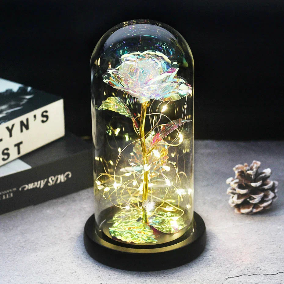 BowLift | Eternal Rose in Glass Dome | Handpicked, LED Lit & Ideal for Romantic Gifts and Home Decor