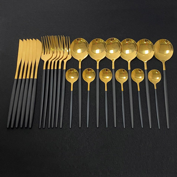 BowLift | RoyalGlimmer Gold Cutlery Set - Gold Cutlery Set for a Luxurious Table Decoration