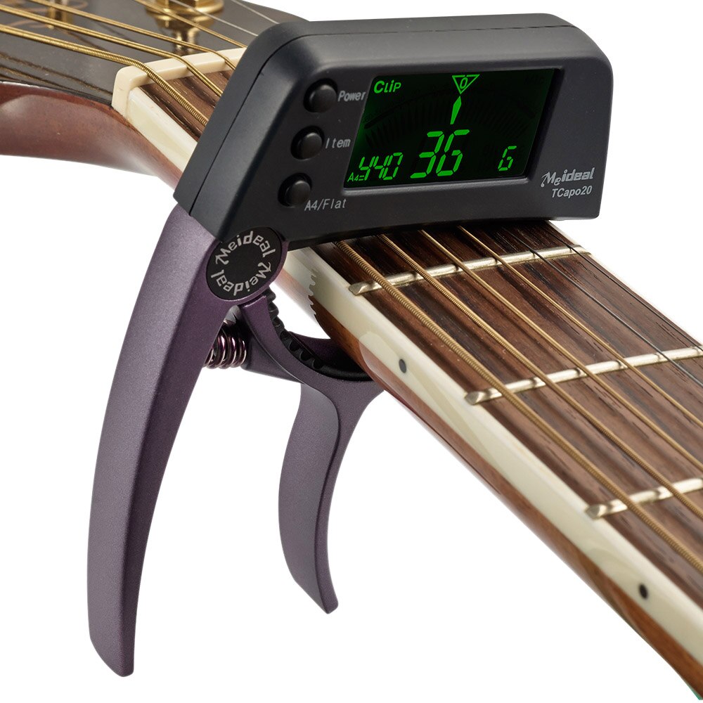 Capo & Tuner "TuneGrip" – 2-in-1 Guitar accessory with LCD screen | Bowlift