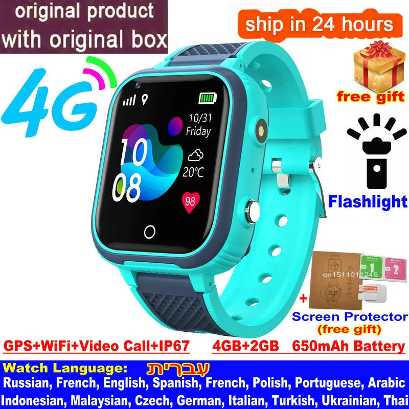 BowLift | LT21 4G Kids Smartwatch with GPS, WiFi, Video Call, SOS, IP67 waterproof - Kids safety tracker and location monitoring cell phone watch