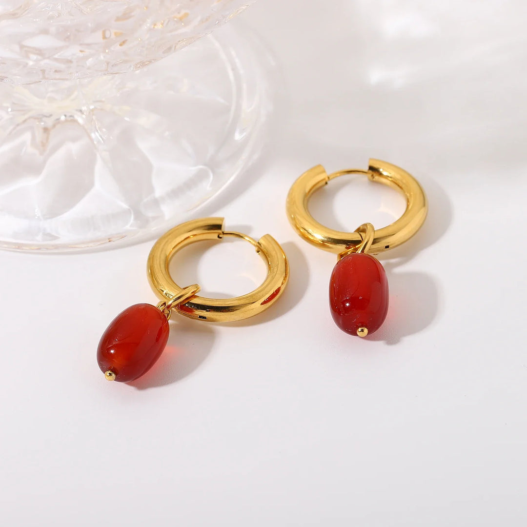 BowLift | Dainty Carnelian Huggie Hoop Earrings