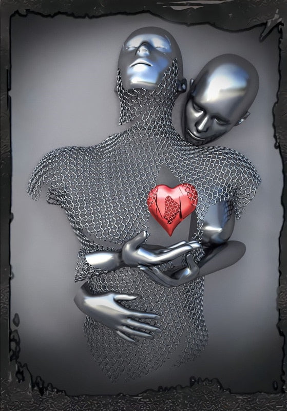 BowLift | Metal Figure Statues Styles Abstract Canvas Painting Couples Wall Art Love Sculpture Poster Print Home Decor Living Room Gifts