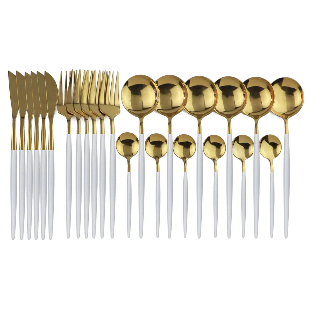 BowLift | Luxury Black-Gold Stainless Steel Cutlery Set - for Elegant Meals