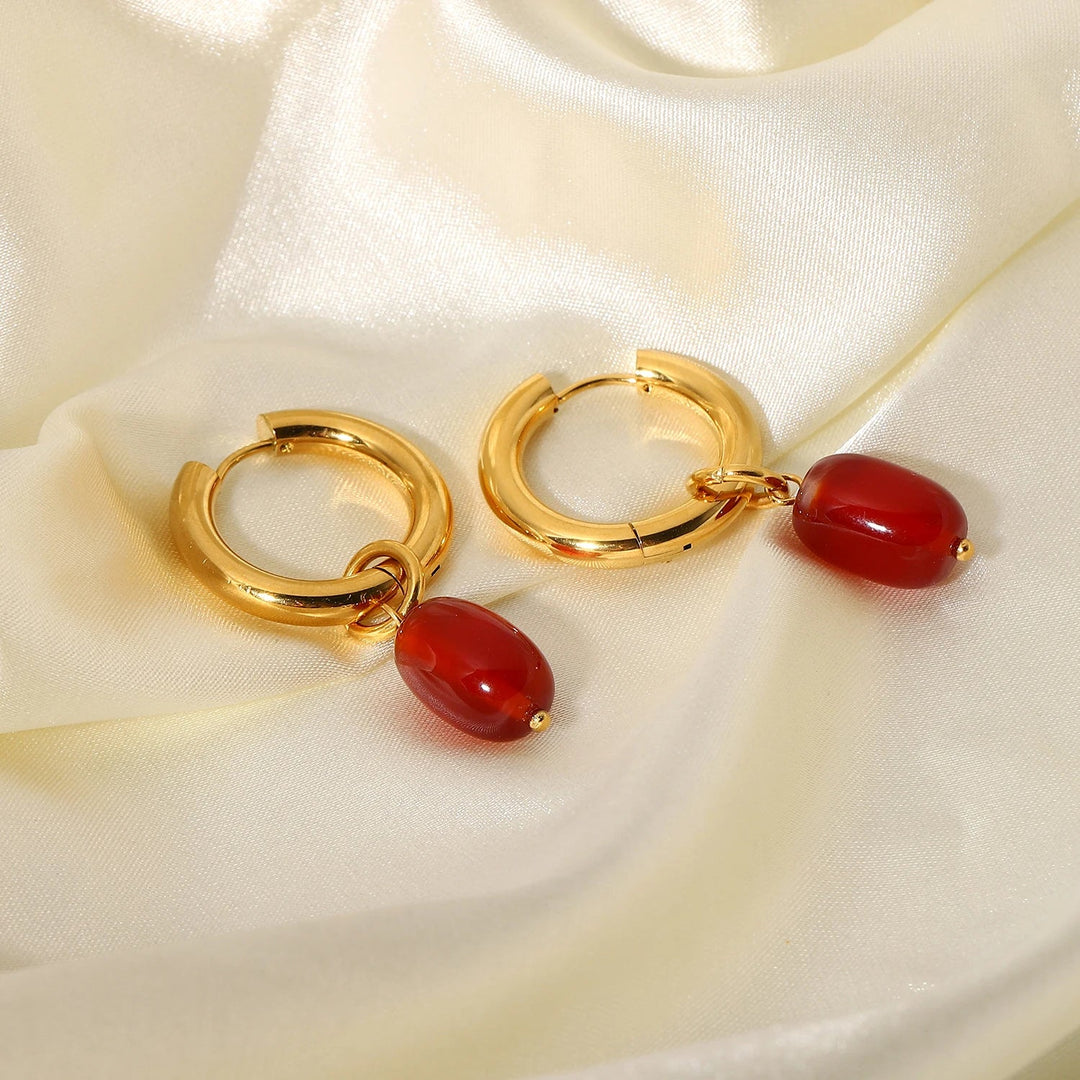 BowLift | Dainty Carnelian Huggie Hoop Earrings