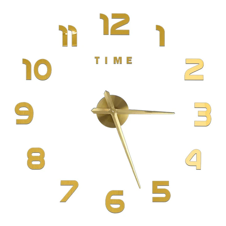 Big Wall Clock DIY 3D Self Adhesive Mirrored Acrylic Wall Clock For Kitchen Dining Room Living Room Creative Home Decor | Bowlift