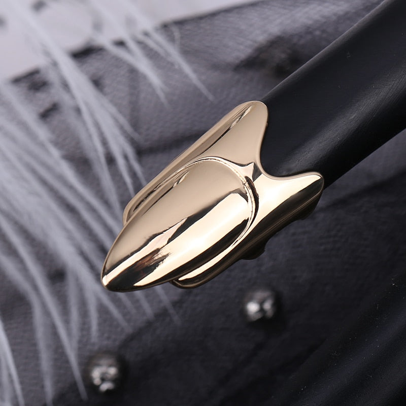 BowLift | Sleek Line Gothic Metal Thin Nail Rings