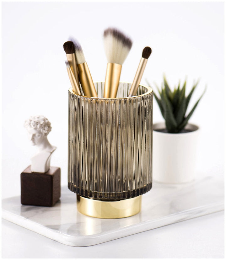 BowLift | Elise Gold Foil Glass Makeup Halter & Organizer
