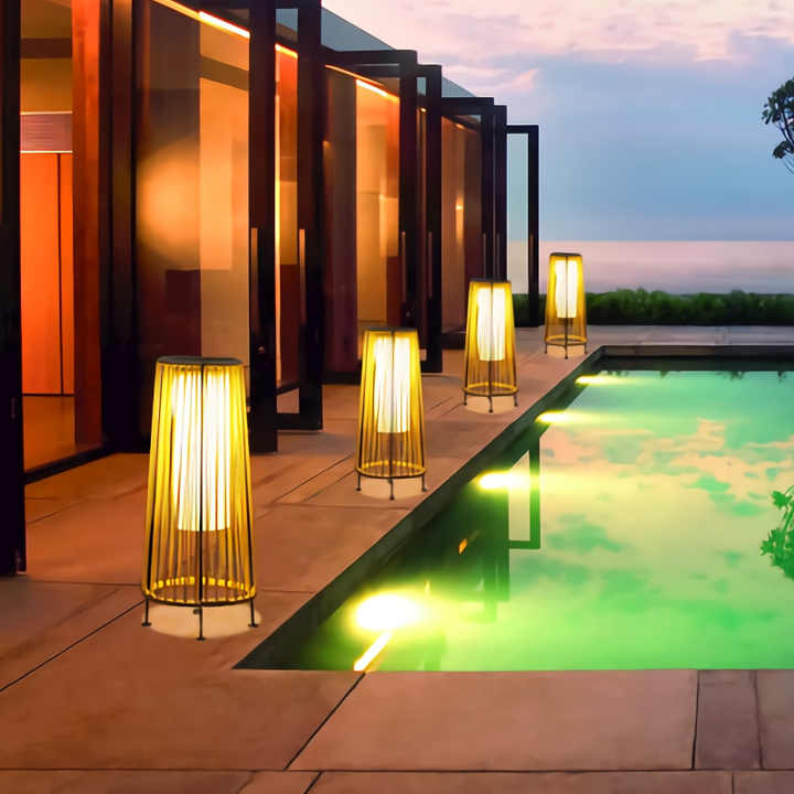 BowLift | Solar LED Rattan Lantern – Large Outdoor Lighting in Oval Design for Garden and Terrace