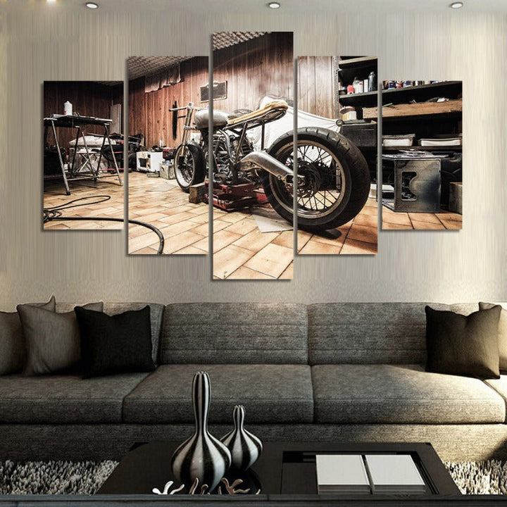 5 Piece Abstract Vintage Garage  - Canvas Wall Art Painting | Bowlift