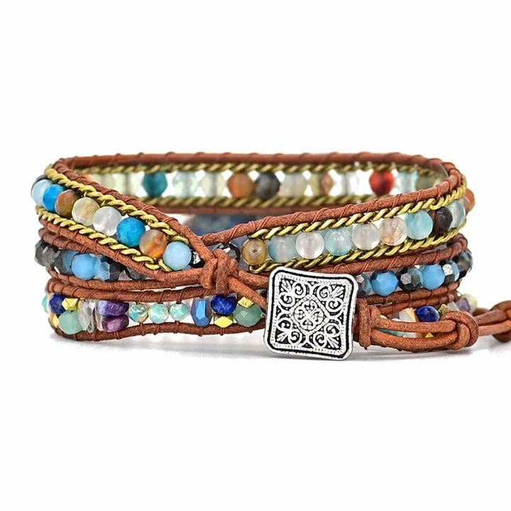 Elegant Turquoise Hamsa Wrap Bracelet - Soraya in Blue Bowlift