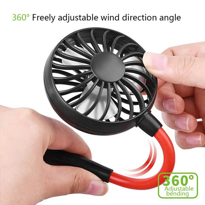 USB Portable Hands-Free Neck Fan - Rechargeable Mini Sports Fan, 3-Speed Adjustable Dual Fan for Home Office & Outdoor Use | Bowlift