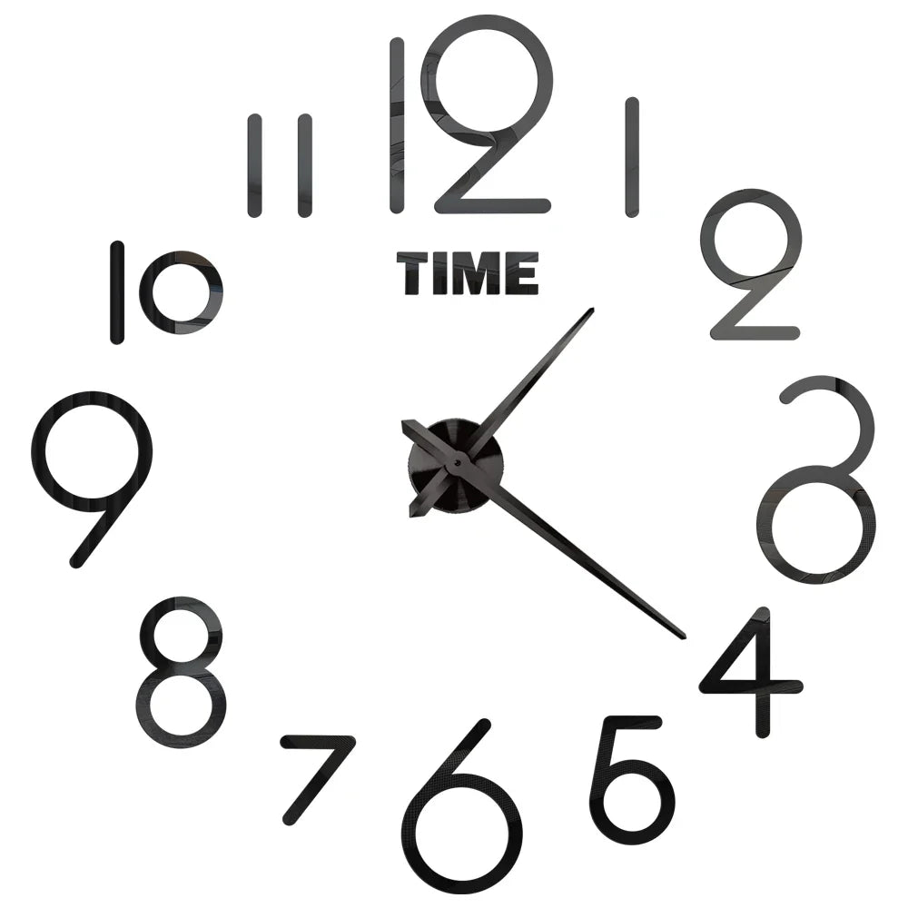 Big Wall Clock DIY 3D Self Adhesive Mirrored Acrylic Wall Clock For Kitchen Dining Room Living Room Creative Home Decor | Bowlift