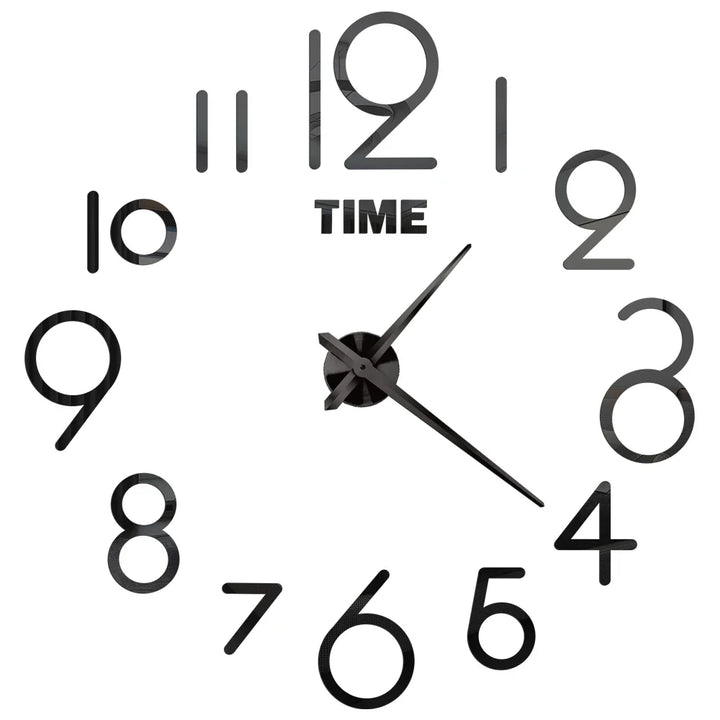 Big Wall Clock DIY 3D Self Adhesive Mirrored Acrylic Wall Clock For Kitchen Dining Room Living Room Creative Home Decor | Bowlift