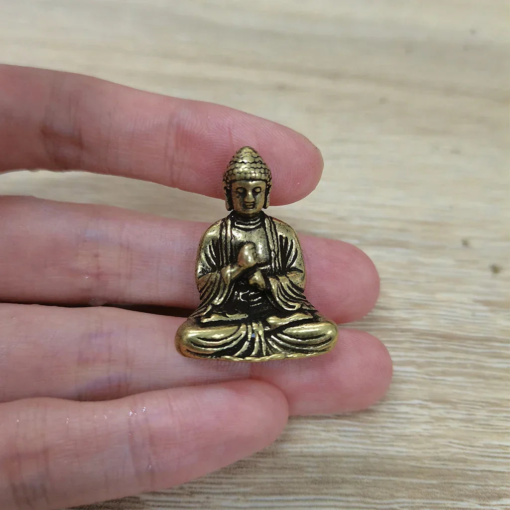 BowLift | 10 pieces mini brass sitting Buddha statue figure for travel Buddhism worship home office desk decoration