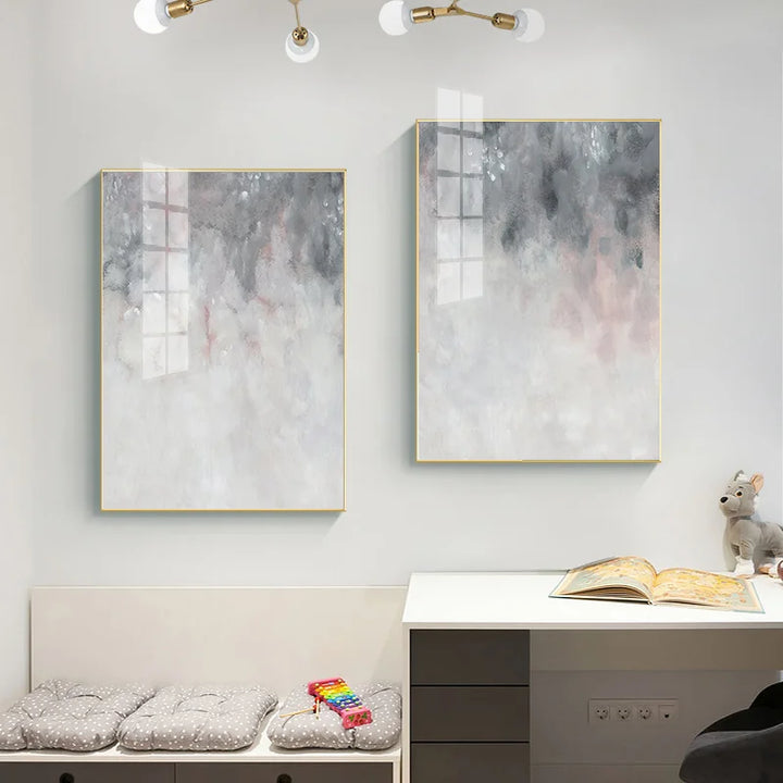 Abstract Shades Of Pink Gray Minimalist Wall Art Fine Art Canvas Prints Pictures For Modern Apartment Living Room Art Decor | Bowlift