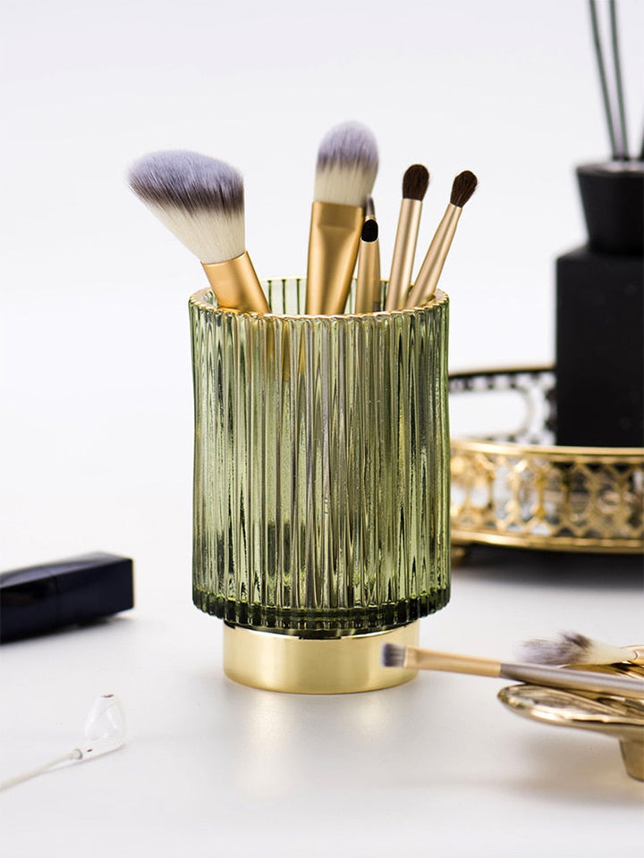 BowLift | Elise Gold Foil Glass Makeup Halter & Organizer