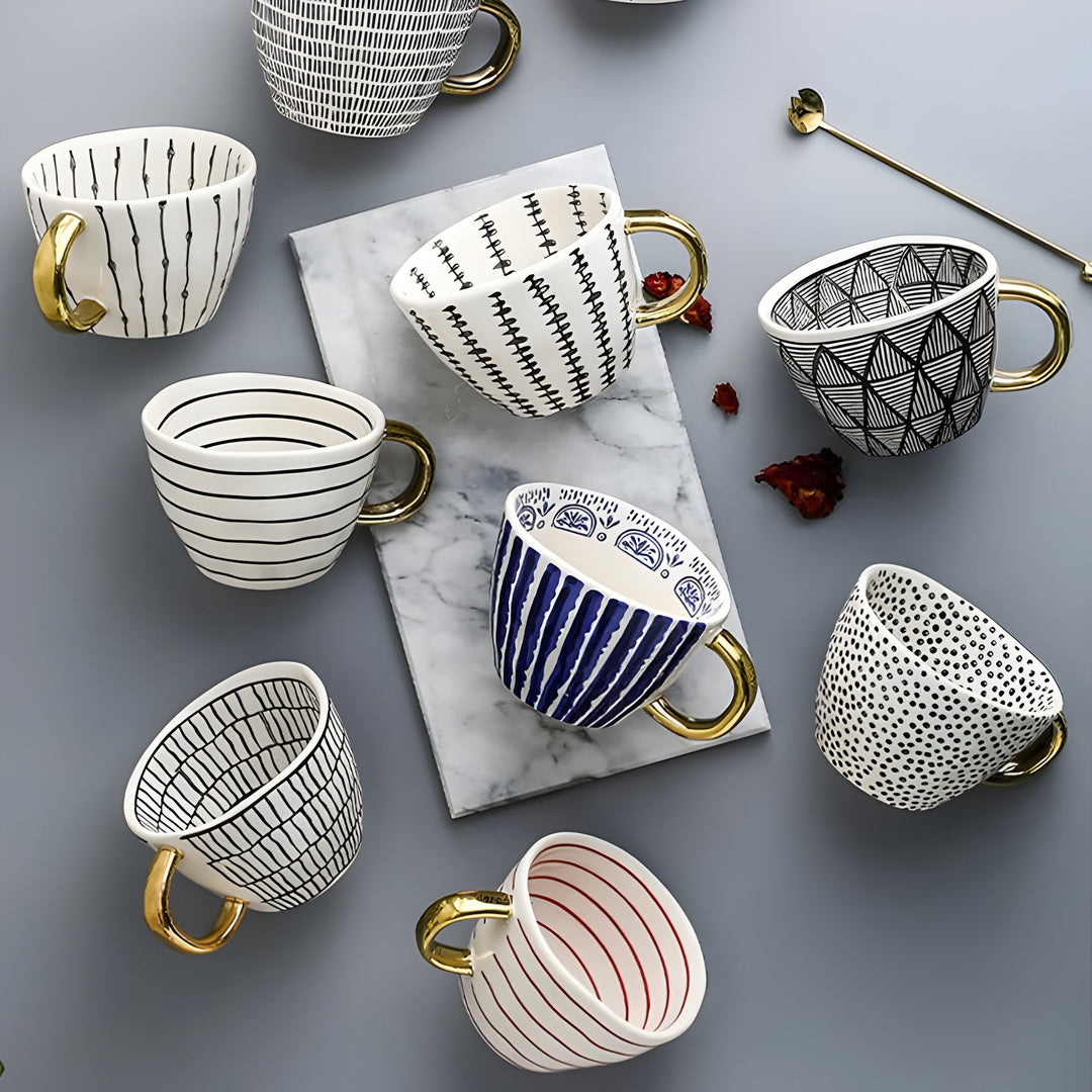 Ceramic mug with geometric design – Stylish and modern | Ideal for coffee or tea | Bowlift