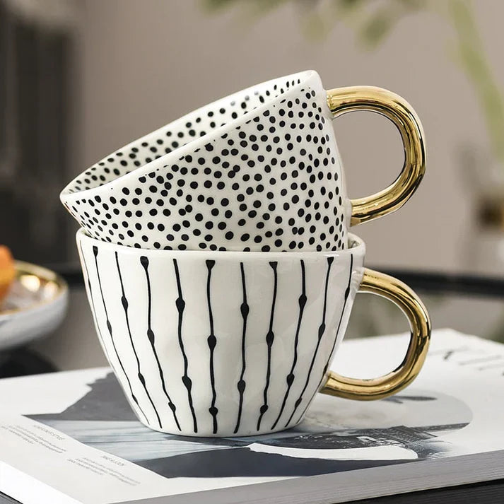 Ceramic mug with geometric design – Stylish and modern | Ideal for coffee or tea | Bowlift