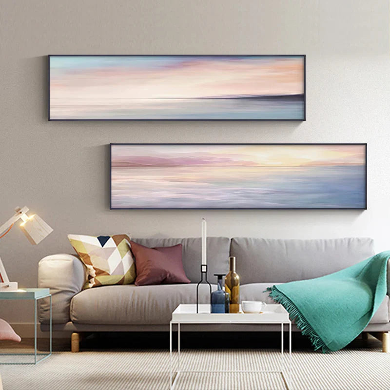 Pastel Blue Pink Purple Abstract Landscape Wall Art Fine Art Canvas Prints Wide Format Pictures For Bedroom Above The Bed Or Above The Sofa | Bowlift