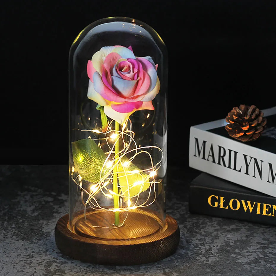 BowLift | Eternal Rose in Glass Dome | Handpicked, LED Lit & Ideal for Romantic Gifts and Home Decor