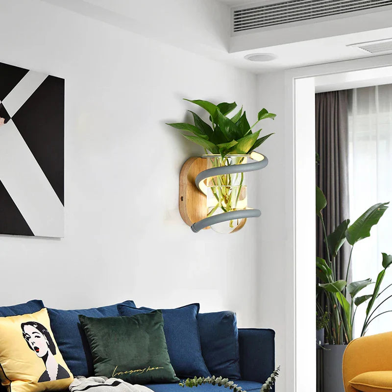 BowLift | Nordic Unique Wooden Outdoor Wall Vase Lamp