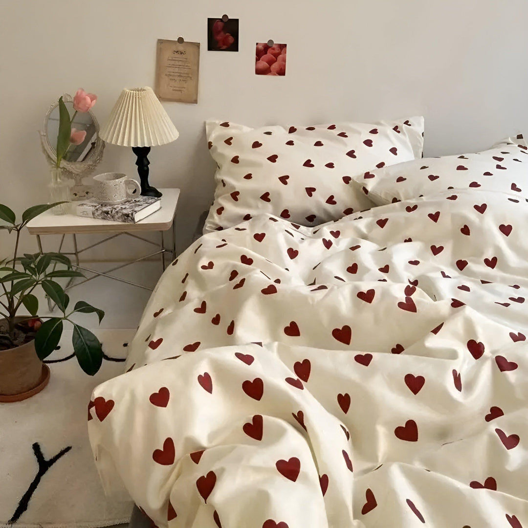 HeartDream Bedding Set - Heart Motif Duvet Cover Set | Bowlift