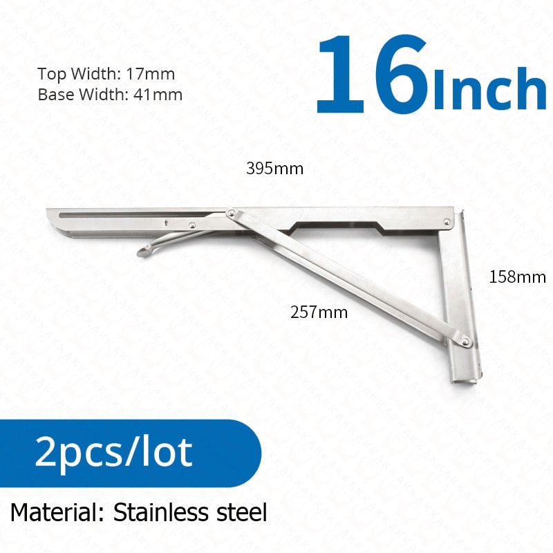 BowLift | 2-piece set collapsible shelf brackets, heavy-duty, made of stainless steel for tables, motorhomes and space-saving
