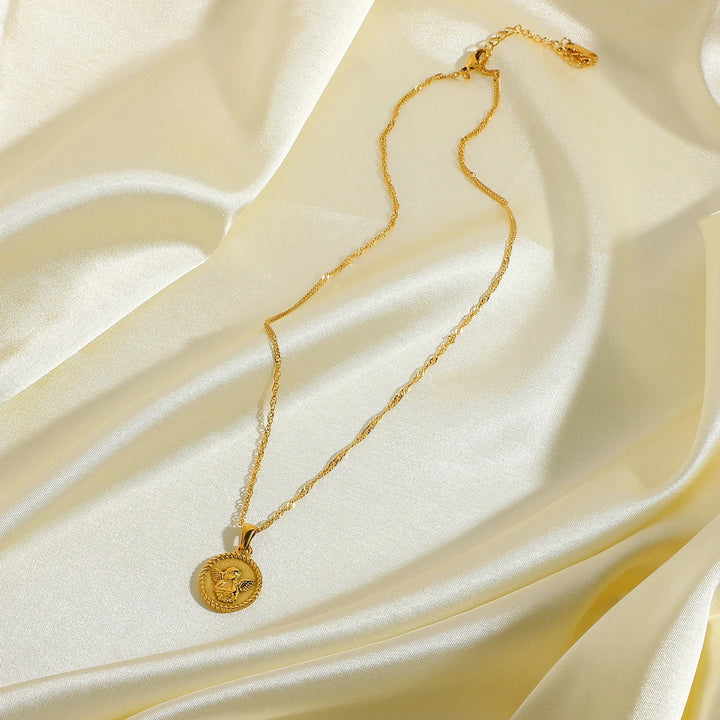 BowLift | 18k Dainty Textured Angel Pendant Necklace