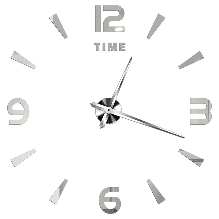 Big Wall Clock DIY 3D Self Adhesive Mirrored Acrylic Wall Clock For Kitchen Dining Room Living Room Creative Home Decor | Bowlift