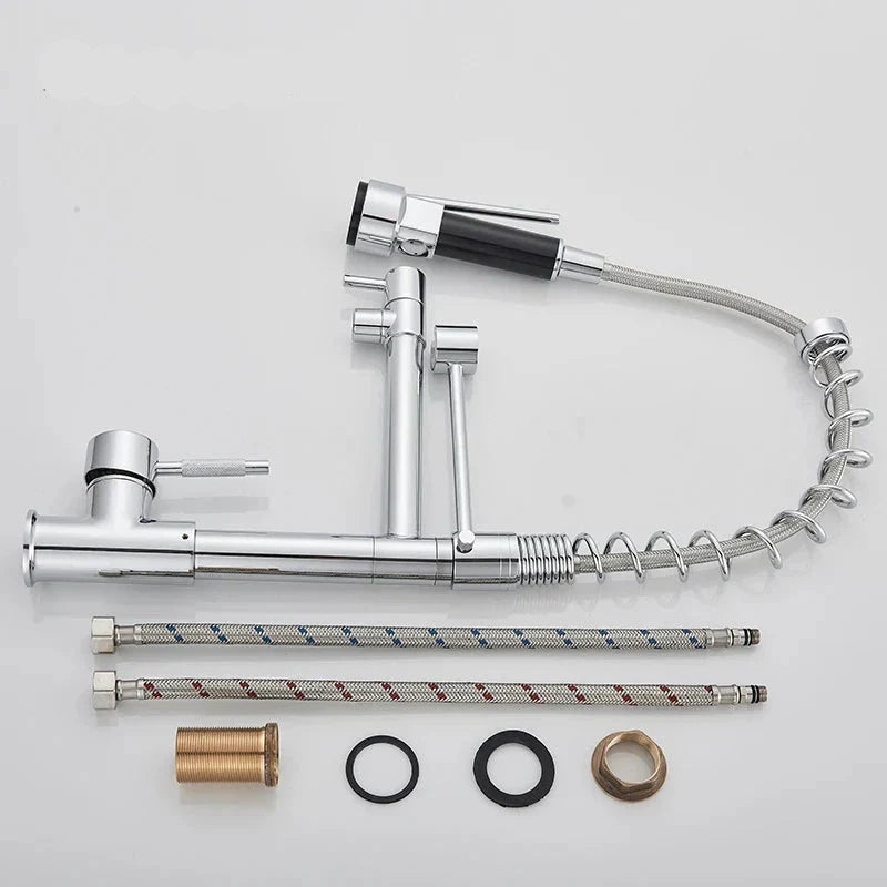 Retractable Faucet with Double Spout – Flexible Faucet for Sink, High Pressure, Swivel, Ideal for Modern Kitchens, Easy Installation | Bowlift
