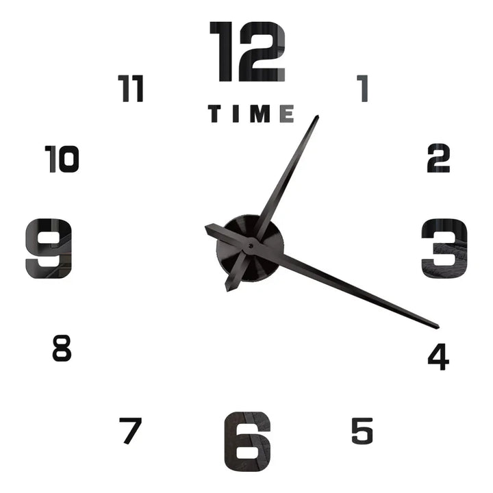 Big Wall Clock DIY 3D Self Adhesive Mirrored Acrylic Wall Clock For Kitchen Dining Room Living Room Creative Home Decor | Bowlift
