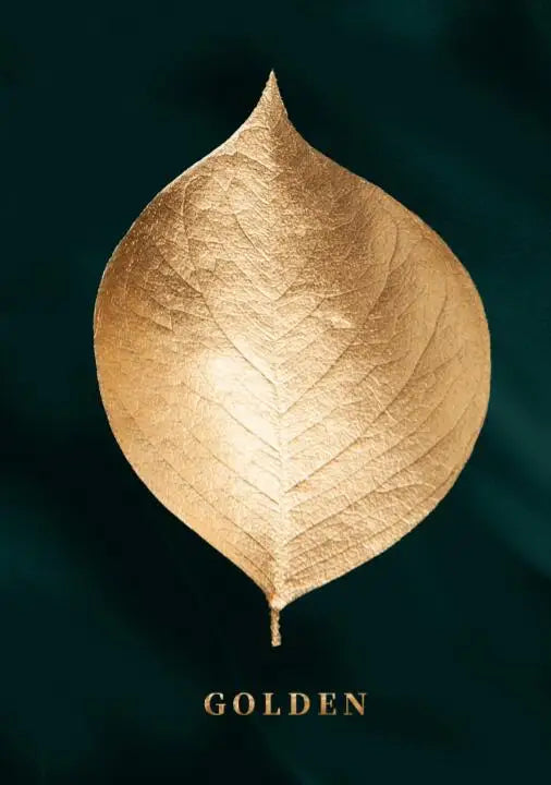 Set of 3Pcs Golden Leaf Wall Art Minimalist Nordic Tropical Plants Fine Art Canvas Prints Pictures For Living Room Dining Room Art Decor | Bowlift