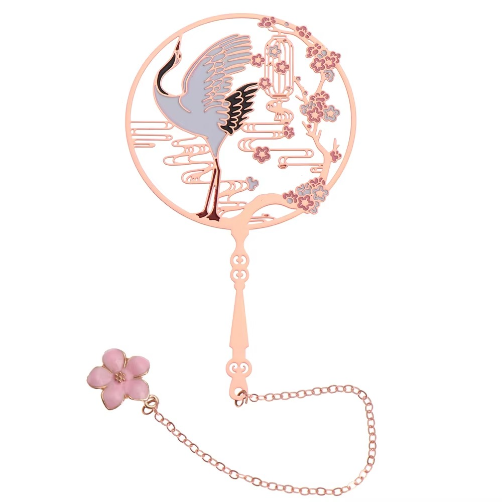 BowLift | Metal Tassel Calligraphy Bookmark – Chinese Style Fan Design for Books and Journals
