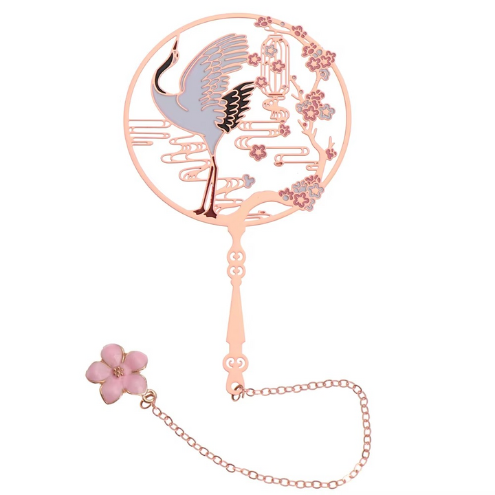 BowLift | Metal Tassel Calligraphy Bookmark – Chinese Style Fan Design for Books and Journals
