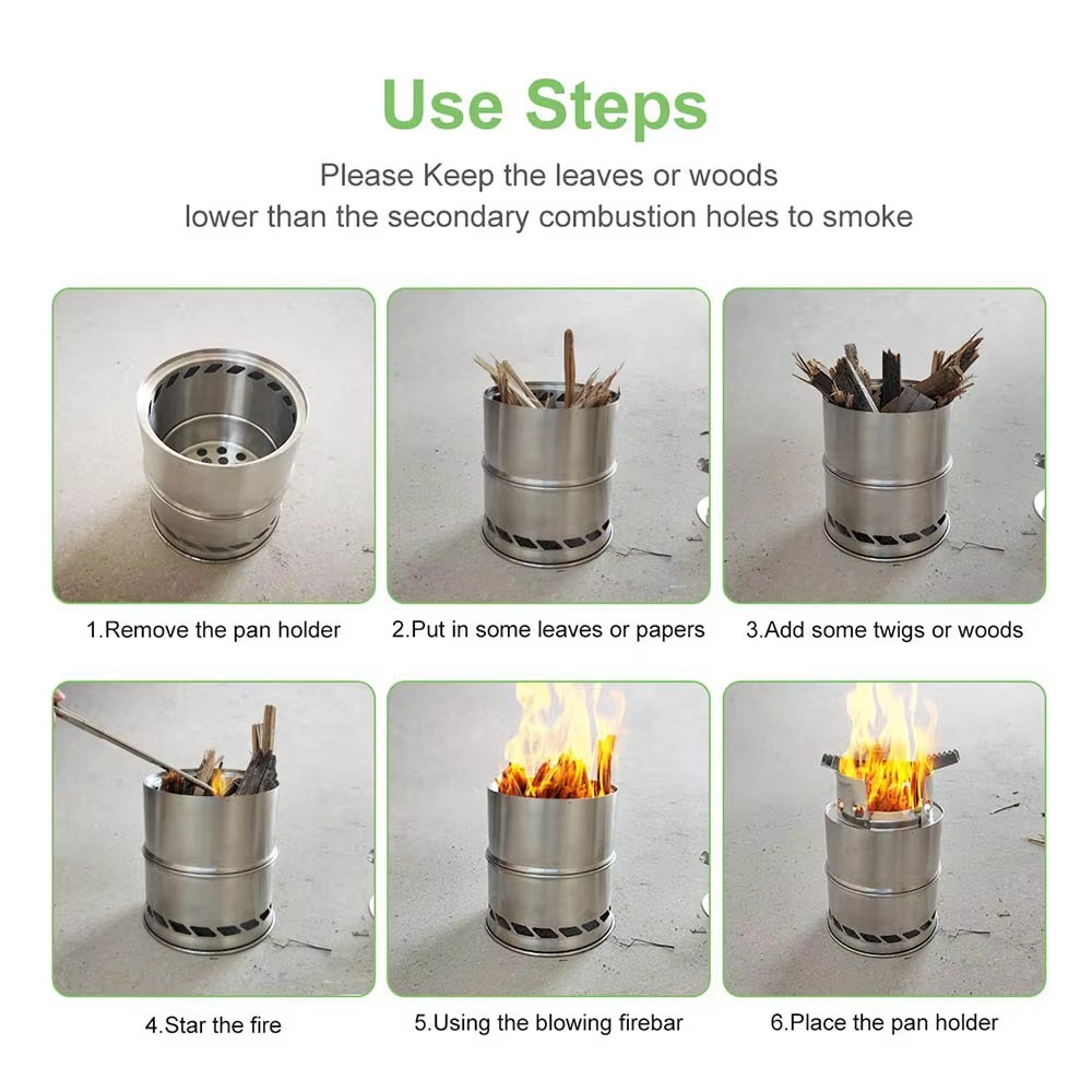 BowLift | Portable Stainless Steel Wood Burning Camping Stove - Lightweight Outdoor Cooker for Travel and BBQ