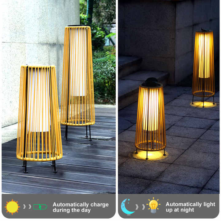 BowLift | Solar LED Rattan Lantern – Large Outdoor Lighting in Oval Design for Garden and Terrace