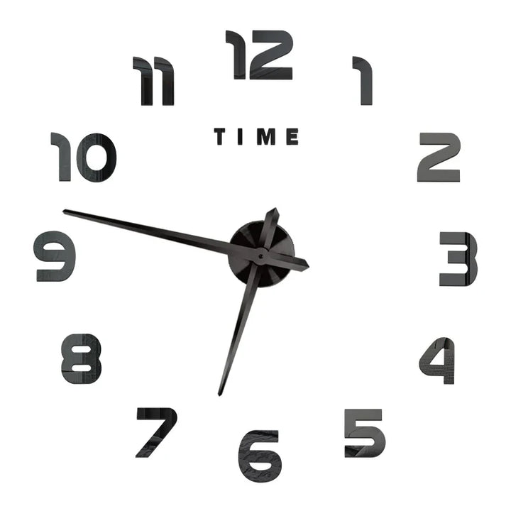 Big Wall Clock DIY 3D Self Adhesive Mirrored Acrylic Wall Clock For Kitchen Dining Room Living Room Creative Home Decor | Bowlift