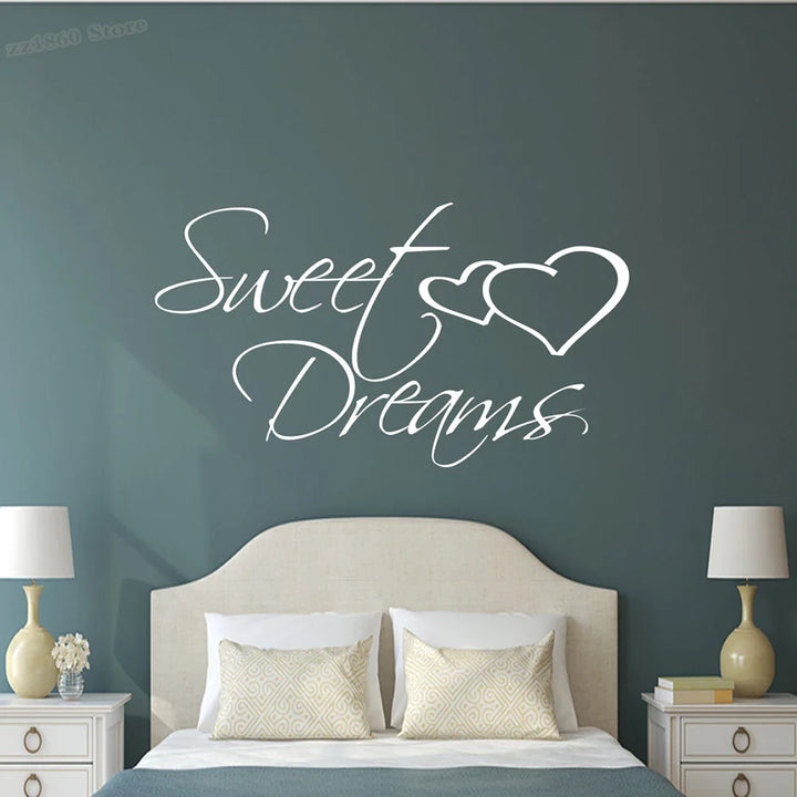 Sweet Dreams Love Quotes Wall Sticker For Bedroom Removable Peel and Stick Vinyl Wall Decal For Creative DIY Home Decor | Bowlift