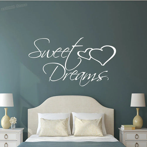 Sweet Dreams Love Quotes Wall Sticker For Bedroom Removable Peel and Stick Vinyl Wall Decal For Creative DIY Home Decor | Bowlift