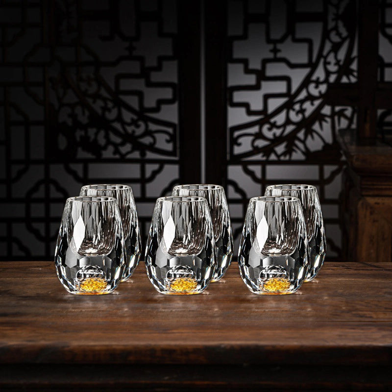 Luxury Crystal Glasses with Gold Flakes – Handmade – Set of 2 – For Whisky & Premium Beverages | Bowlift