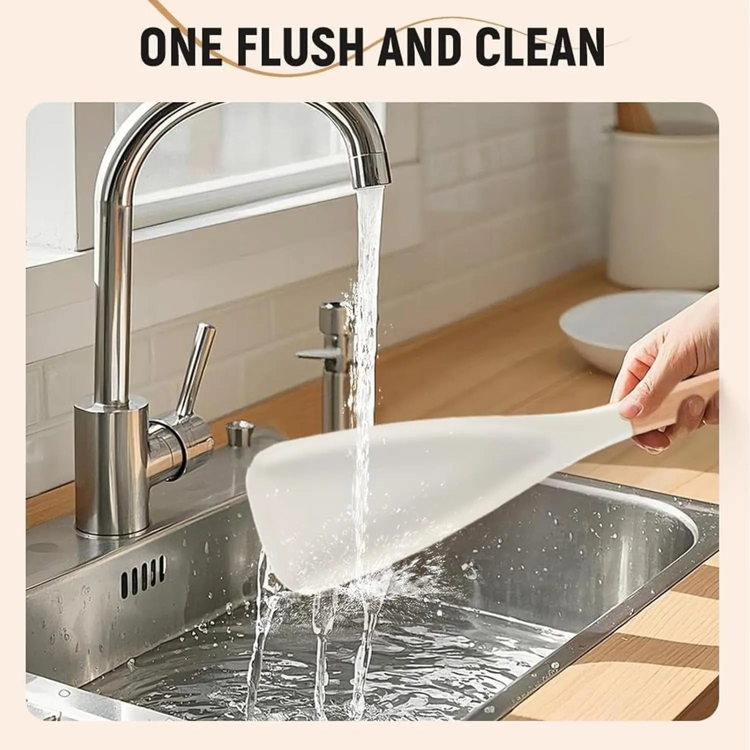 BowLift | Heat-resistant silicone cooking spoon with wooden handle