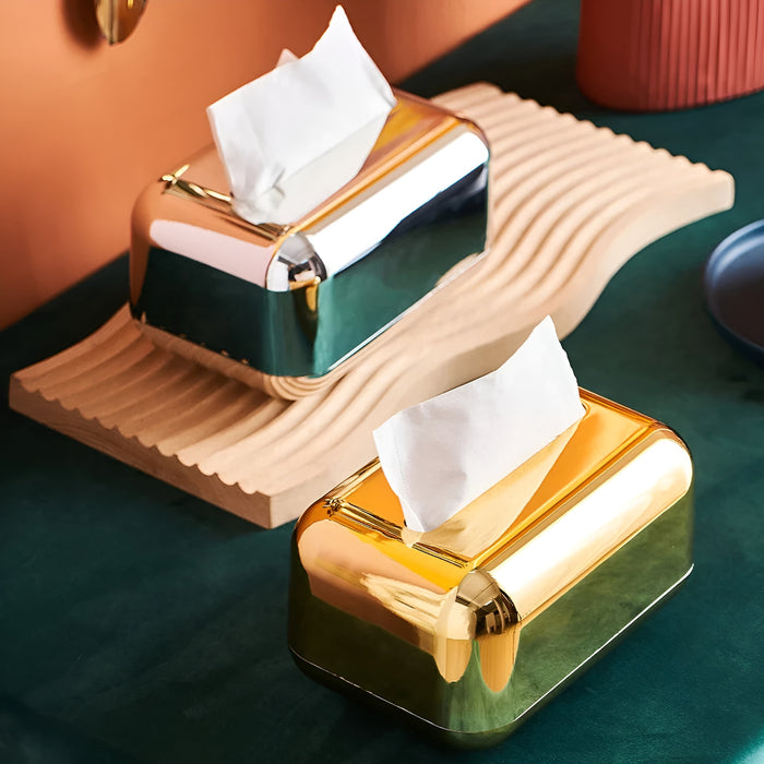 BowLift | Luxurell Tissue Box | Mirror-Gold Finish | High Gloss Design | Stylish & Neat