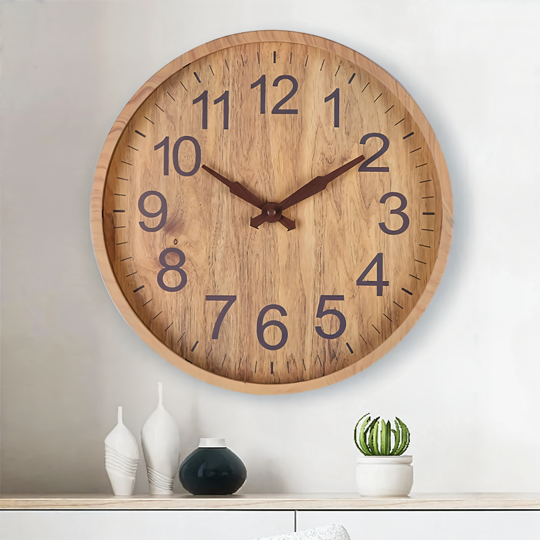 BowLift | Elegant Wooden Wall Clock – Silent Kitchen Clock